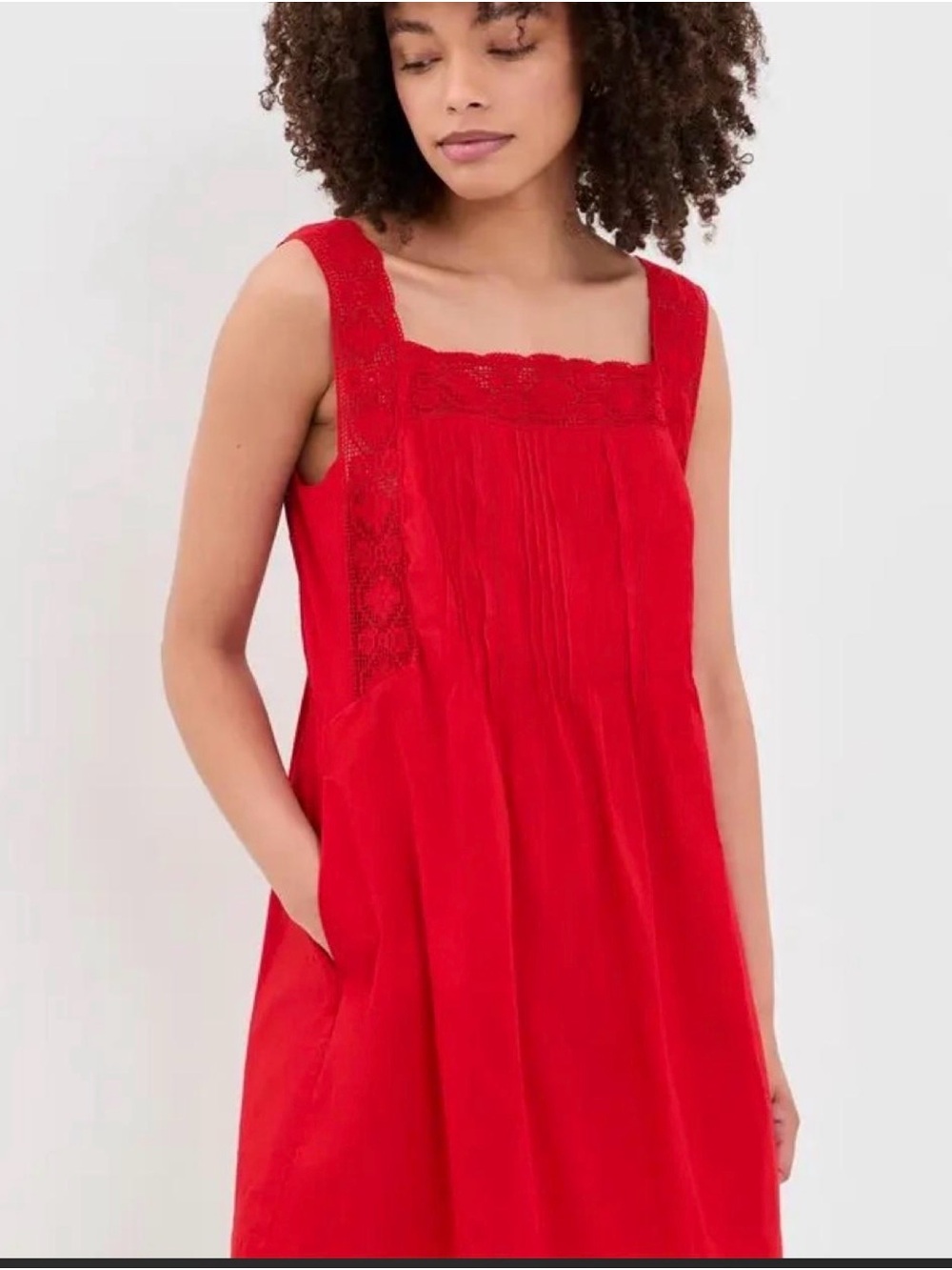 Madewell Red Sleeveless Square-Neck Mini Dress
